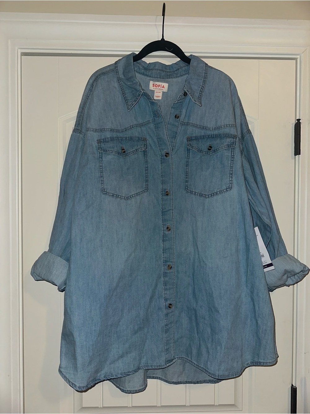 Sofia by Sofia Vergara Women's Plus Sofia Oversized Boyfriend Shirt Size XXL NEW